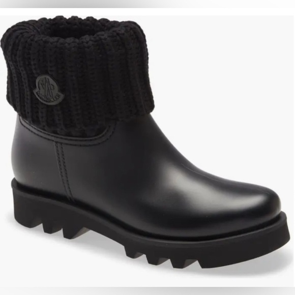 Moncler Water Proof Rubber Booties with Cable Knit Sock Detailing - Picture 3 of 10